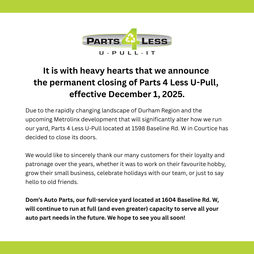 Parts 4 Less Closing Permanently Dec 01 2025